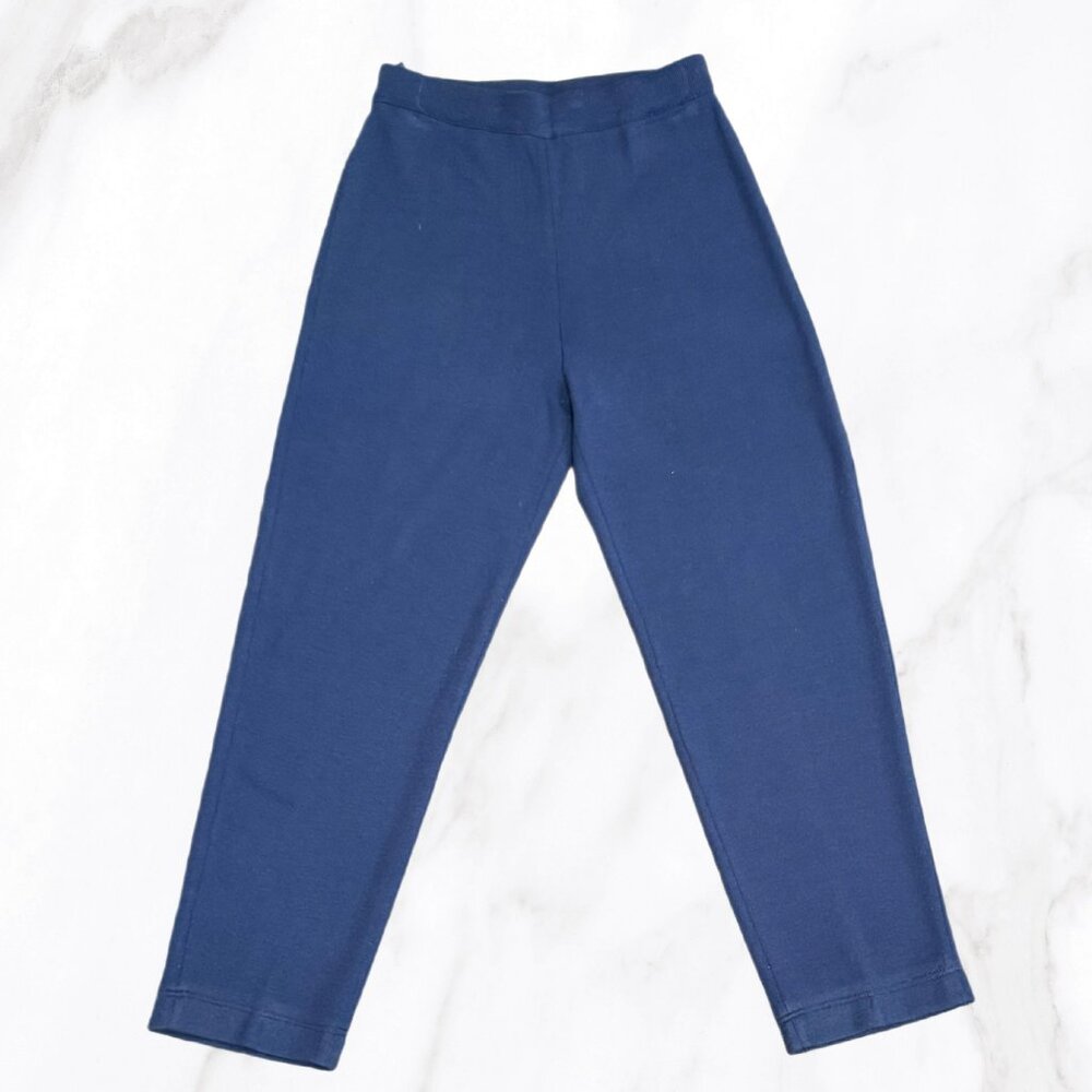 NWOT GISPA Women's Navy Blue Knit Merino Wool Blend Sweatpants, Size 10